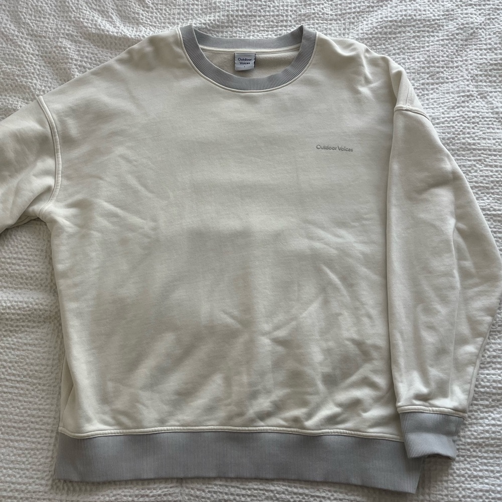 Unisex Outdoor Voices Cream Crewneck Size Large